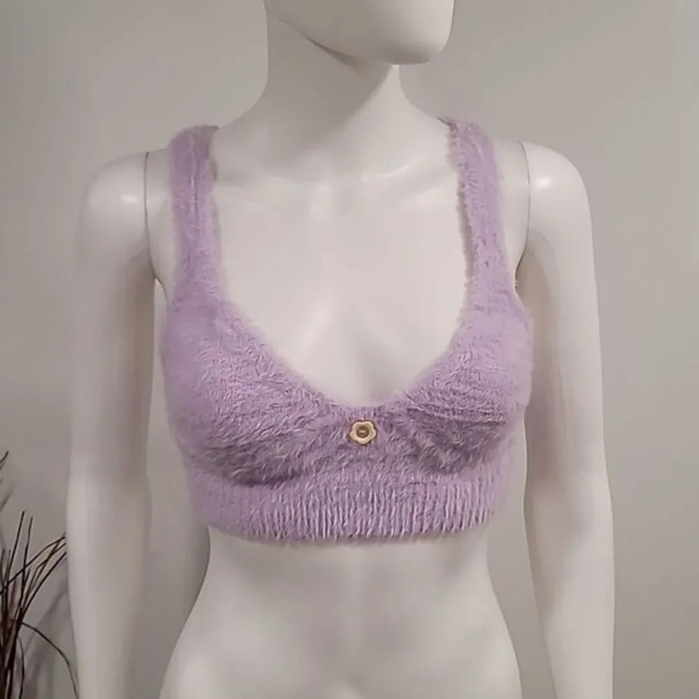 For Love & Lemons Fuzzy Devon Sleeveless Crop Top